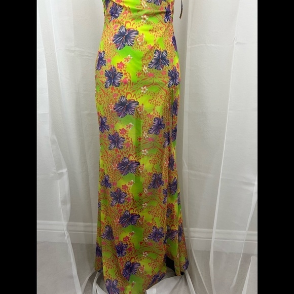NEW I.AM.GIA Naphtalia Hibiscus Floral Print Maxi Dress w Slit and Seashell Belt - Picture 12 of 16